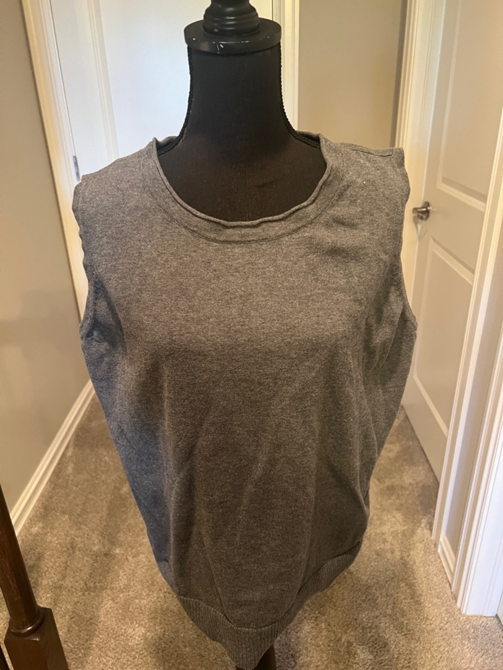 CJ Banks Charcoal Gray Sleeveless Scoop-Neck Sweater